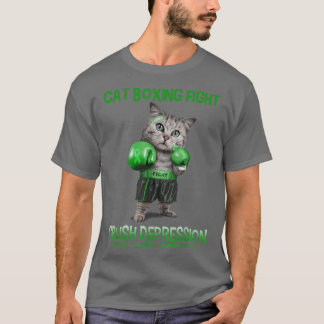 T-shirt Cat Boxing Fight Crush Depression Mental Health Aw