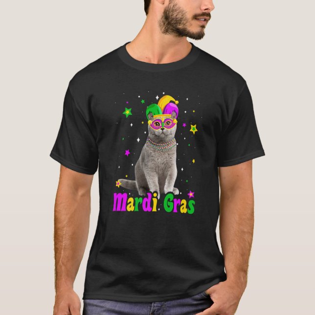 T-shirt Cat British Shorthair Mask Mardi Gras Carnavals Ca (Devant)