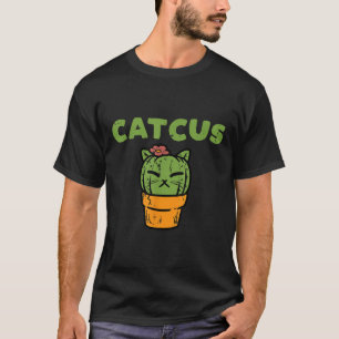 T-shirt Cat Cactus Cute Succulent Plante Kitten Femmes Fil