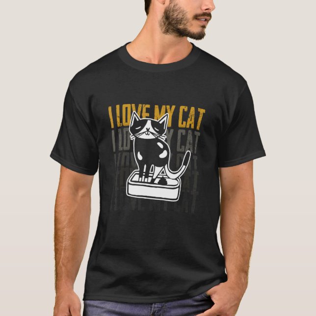 T-shirt Cat Cat Cat Poop Litter Box Nettoyer Après Animaux (Devant)