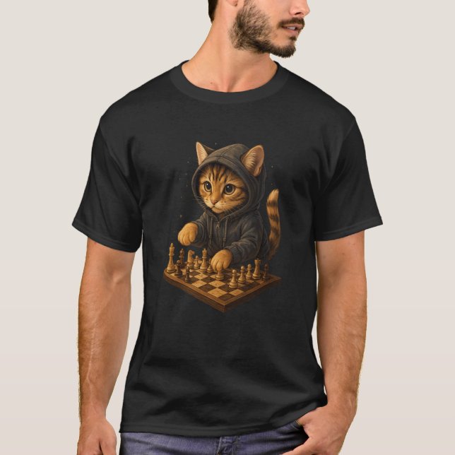 T-shirt Cat Chess Funny Strategy Game Cat Lover Swea (Devant)