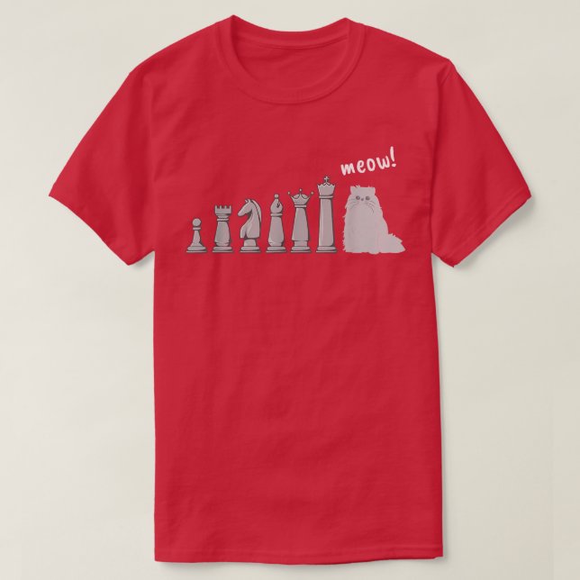 T-shirt Cat Chess Pawn Meow Funny Chess Player  (Design devant)