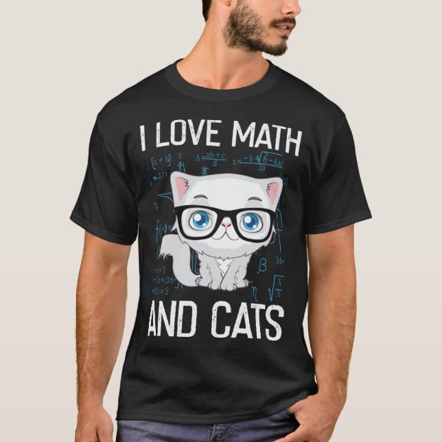 T-shirt Cat Christian Gif I Love Math And Cats (Devant)