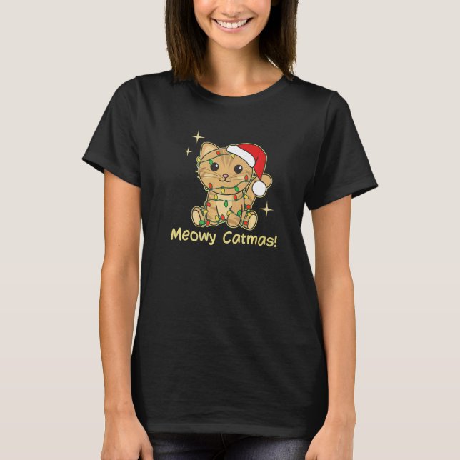 T-shirt Cat Christmas Animals Cute Cats Meowy Catmas   (Devant)