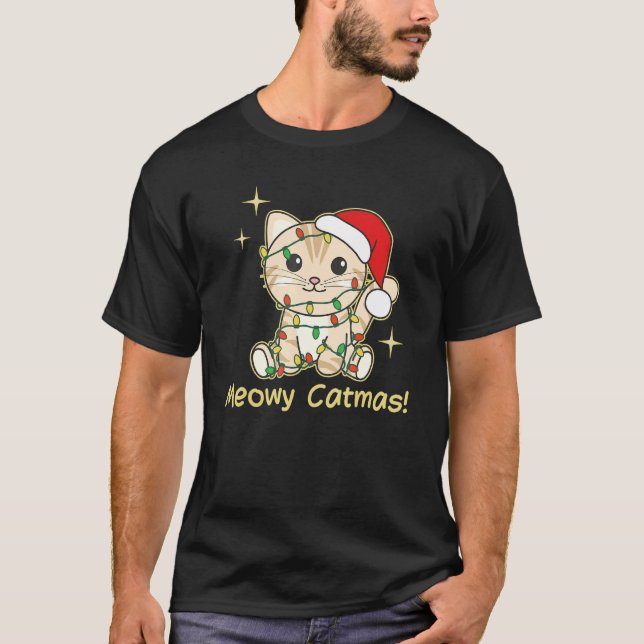 T-shirt Cat Christmas Animals Cute Cats Meowy Catmas 1 (Devant)