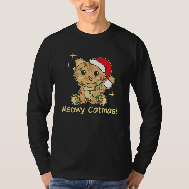 T-shirt Cat Christmas Animals Cute Cats Meowy Catmas 2 (Devant)