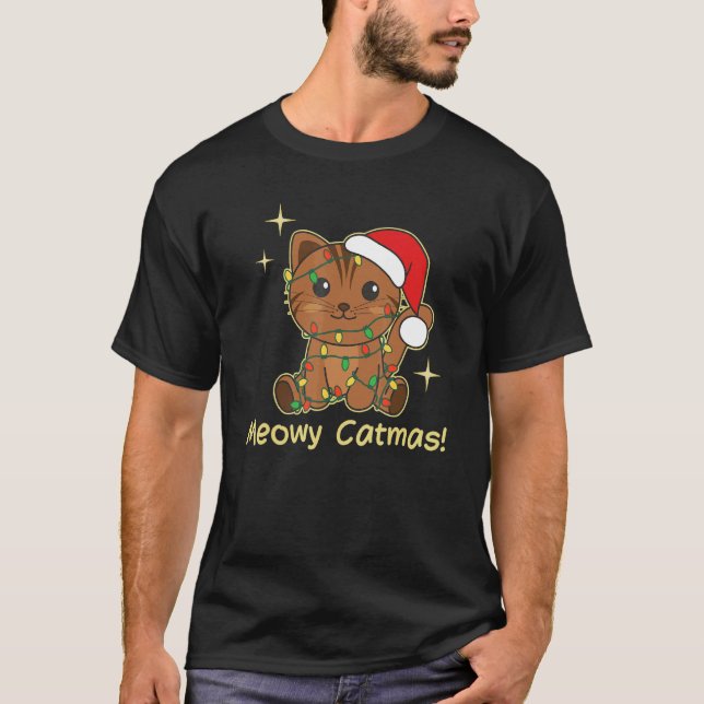 T-shirt Cat Christmas Animals Cute Cats Meowy Catmas 7 (Devant)