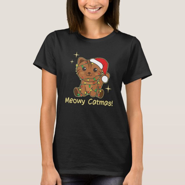 T-shirt Cat Christmas Animals Cute Cats Meowy Catmas 7 (Devant)