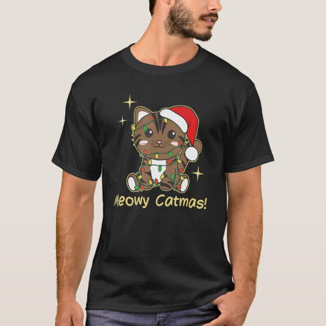 T-shirt Cat Christmas Animals Cute Cats Meowy Catmas 8 (Devant)