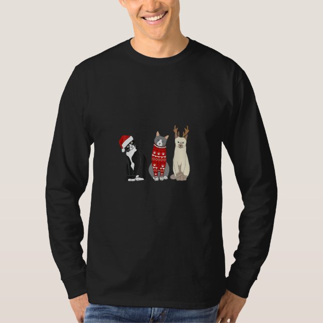 T-shirt Cat Christmas  Meowy Merry Catmas Cat (Devant)