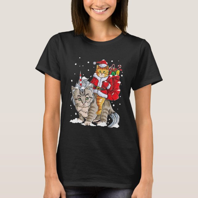 T-shirt Cat Christmas Santa Caticorn Meowy Xmas (Devant)