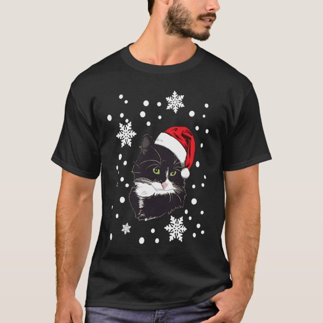 T-shirt cat christmas snow  idea winter snowflake (Devant)