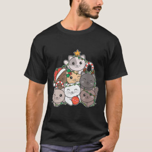 T-shirt Cat Christmas Tree Drôle animal Noël