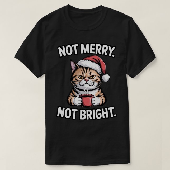 T-shirt Cat Coffee, Anti-Christmas Design  (Design devant)