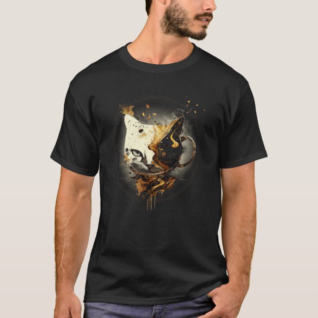 T-shirt Cat Coffee Graphic Tees Men Women Boys Girls (Devant)