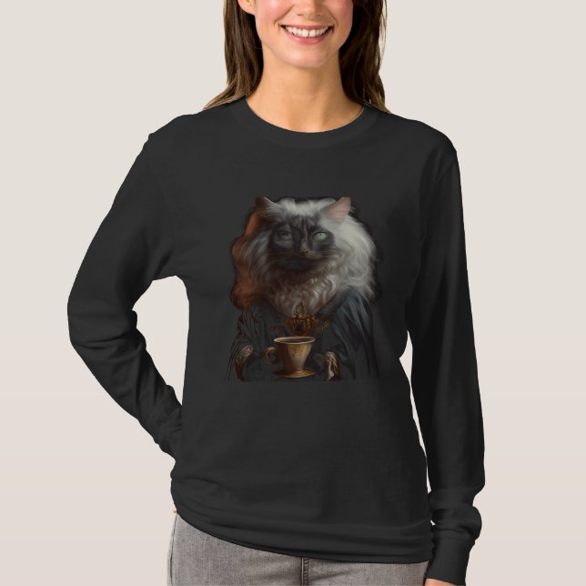 T-shirt Cat Coffee Graphic Tees Men Women Boys Girls (Devant)