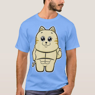 T-shirt Cat Comme Bodybuilder Avec Six Pack