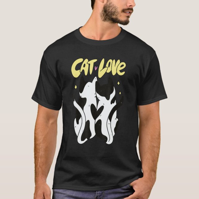 T-shirt Cat Couple Cuddling Love Cats (Devant)