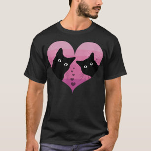 T-shirt Cat Couple Retro Vintage Funny Black Cat Valentin