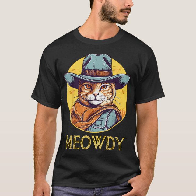 T-shirt Cat Cowboy Femme Femme Homme (Devant)