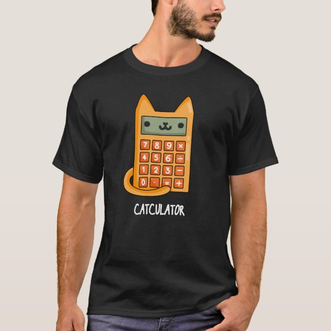 T-shirt Cat-culator Funny Calculator Pun Dark BG (Devant)