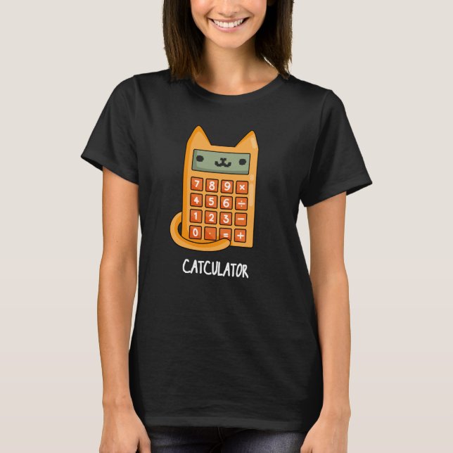 T-shirt Cat-culator Funny Calculator Pun Dark BG (Devant)