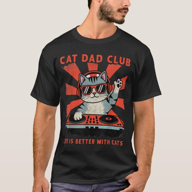 T-shirt Cat Dad Club, Life Is Better With Cats, Cat Dad Fu (Devant)