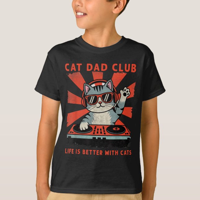 T-shirt Cat Dad Club, Life Is Better With Cats, Cat Dad Fu (Devant)