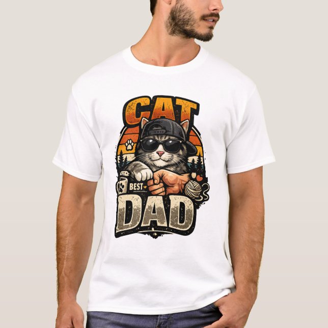 T-shirt Cat Dad – Cool Cat Father Graphic Design (Devant)