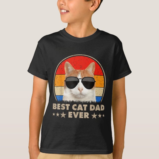 T-shirt Cat Dad Ever Vintage Cool Gles Cat For Father Men  (Devant)