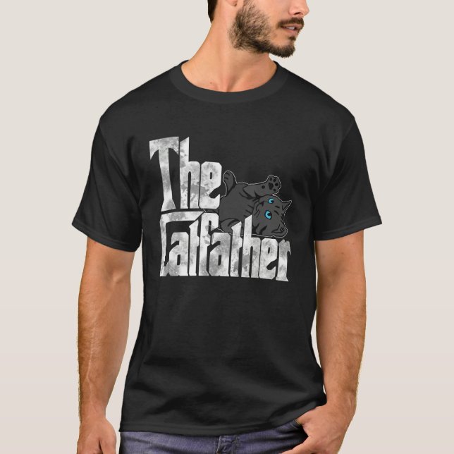T-shirt Cat Dad The Catfather Crazy Black Cat Father Kitty (Devant)