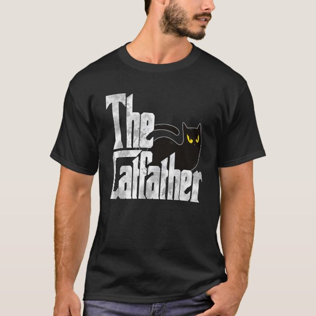 T-shirt Cat Dad The Catfather Crazy Black Cat Father Kitty (Devant)