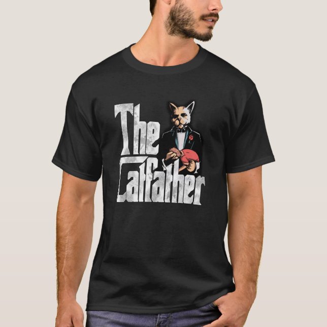 T-shirt Cat Dad The Catfather Crazy Mafia Cat Father Kitty (Devant)