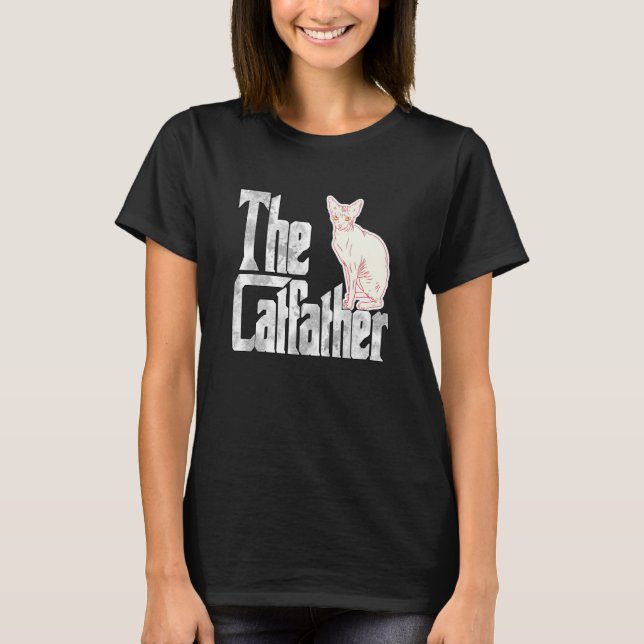 T-shirt Cat Dad The Catfather Cute Sphynx Cat Father Kitty (Devant)