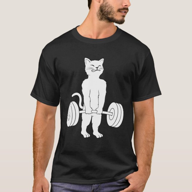 T-shirt Cat Deadlif Powerlifting Kitty Weightlifting Cat (Devant)