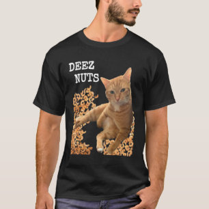 T-shirt Cat DEEZ NUTS blague avec noix de cajou
