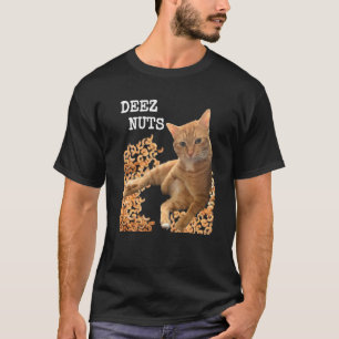 T-shirt Cat DEEZ NUTS blague avec noix de cajou