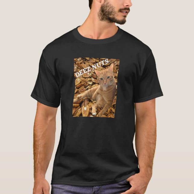 T-shirt Cat Deez Nuts Plaisanter avec l'Arrière - plan Pec (Devant)