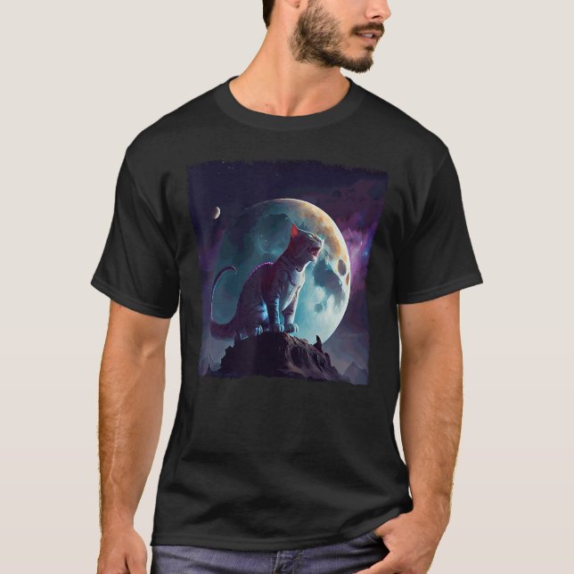 T-shirt Cat Dinosaur Moon (Devant)