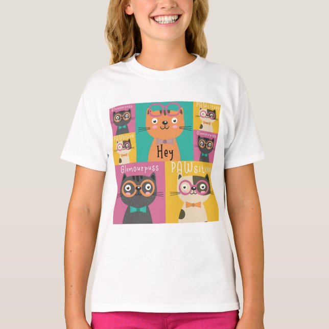 T-shirt Cat Dit Hey Mèmes Drôle   (Devant)