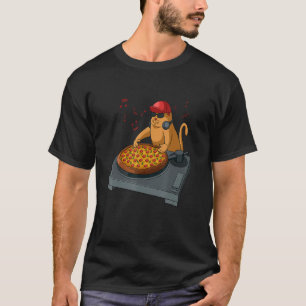T-shirt Cat Dj Kitten Lover Funny Pizza Music Boy DJ Pet O