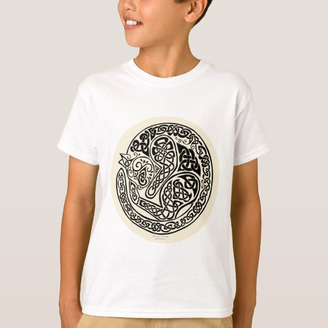 T-shirt Cat Dreams Celtic Black Ivory (Devant)
