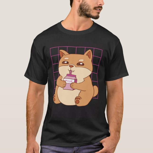 T-shirt Cat drinking Strawberry Milk (Devant)