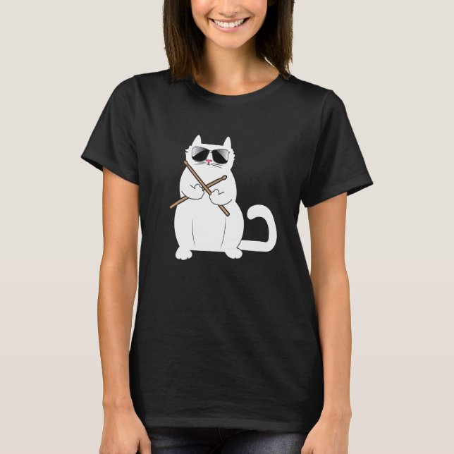 T-shirt Cat Drummer Music   Musician Instrumentalist Kitty (Devant)