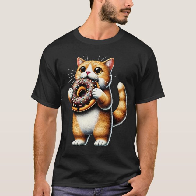 T-shirt Cat Eating Donut Kitten Donut Lover (Devant)