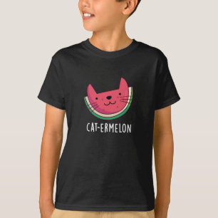 T-shirt Cat-ermelon Funny Cat Watermelon Pun Dark BG