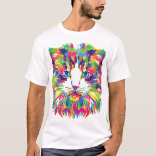 T-shirt Cat Face géométrique Prismatic Design-32453