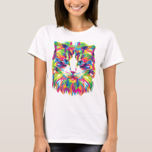 T-shirt Cat Face géométrique Prismatic Design-32453