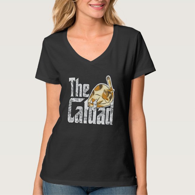 T-shirt Cat Father The Catfather Crazy Cat Dad Papa (Devant)