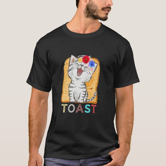 T-shirt Cat Fleur Toast Chat Pour Chat (Devant)